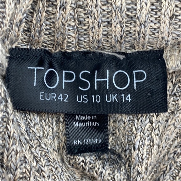 Topshop Dess nude rib turtleneck sleeveless knit bodycon dress SZ 10 - Picture 5 of 6